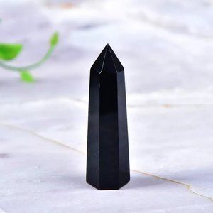 Obsidian Obelisk Crystal Point Wand Tower …